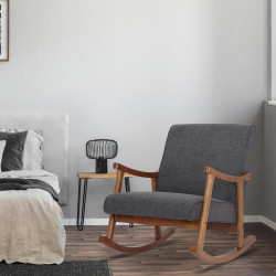 Poltrona de baloiço Morelia em tecido nogueira cinza claro